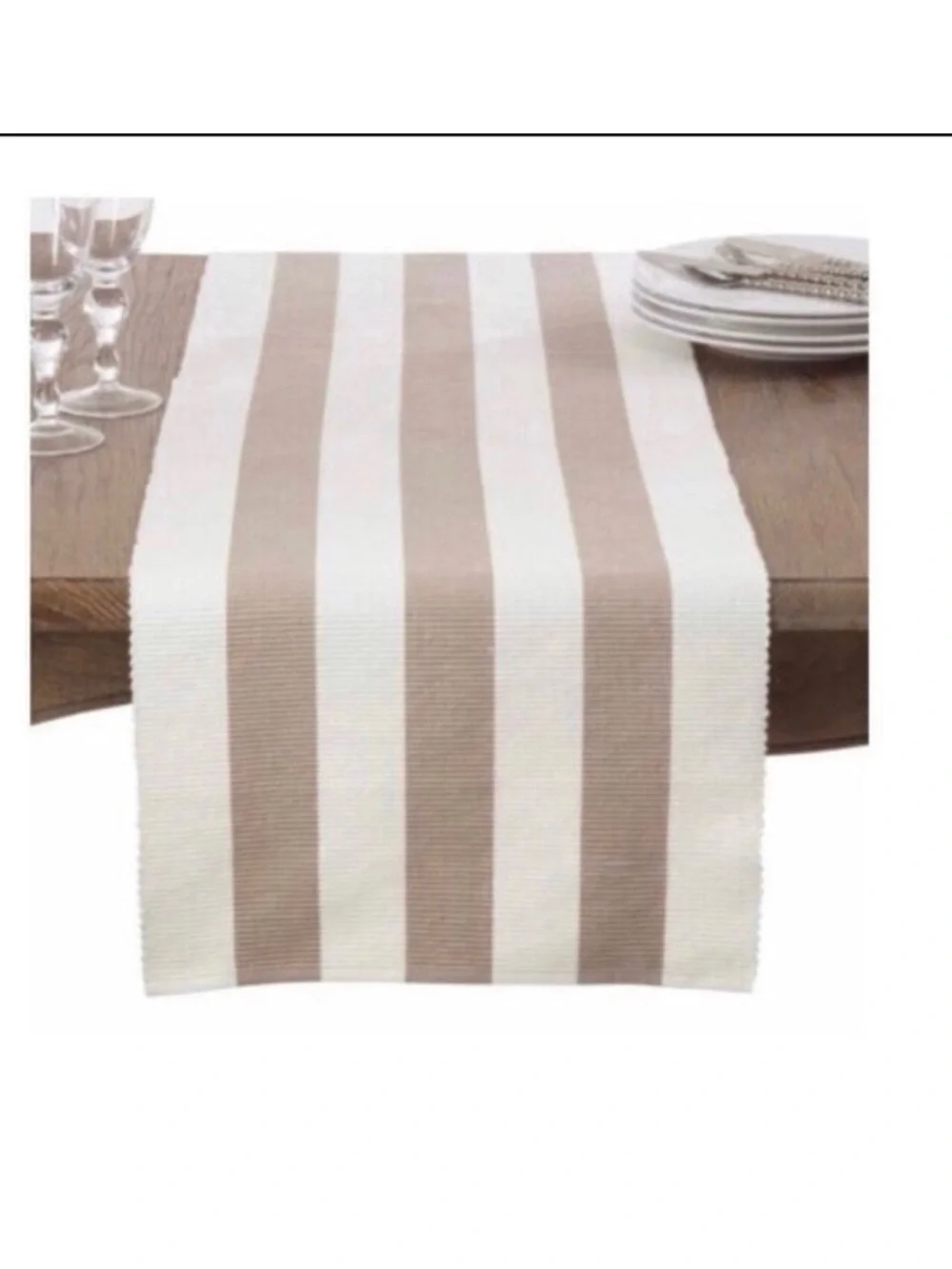 NWT CANELADO 16 x 72 in. Rectangle Classic Stripe Design Ribbed Cotton Table Run